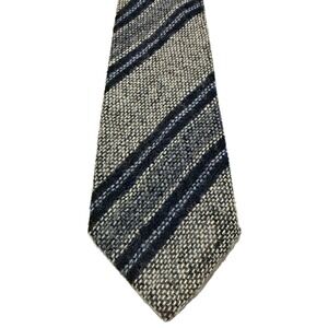 Craigmill Tie Gray Blue Striped Shetland Wool Made in Scotland Heritage
